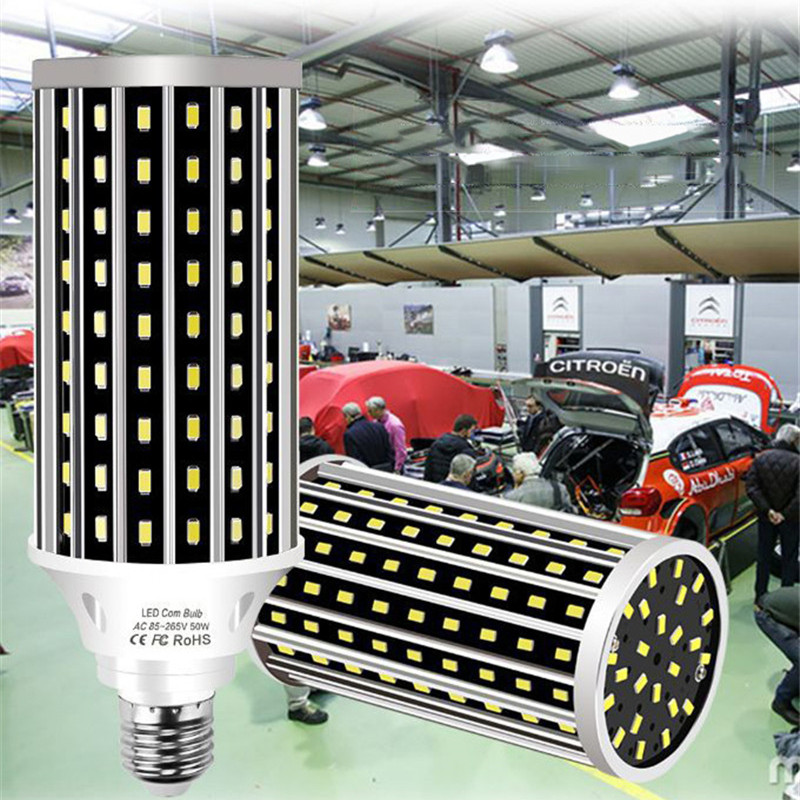 LED Corn Light Bulb AC100-277V E27 50W 2835 Fan Cooling Street Spotlight Without Lamp Cover Indoor Home Decoration Droplight MS011-image-547550481