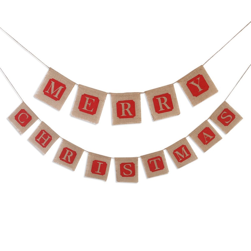 

jute merry christmas home wall fireplace ornament decoration banner door hanging for christmas decoration