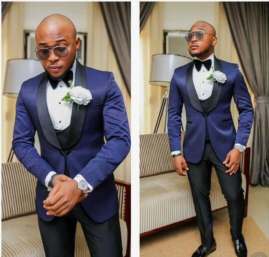 

Classic Shawl Lapel Wedding Tuxedos Slim Fit Suits For Men Groomsmen Suit Three Pieces Cheap Prom Formal Suits (Jacket+Pants+Vest+Tie) 374, Same as image