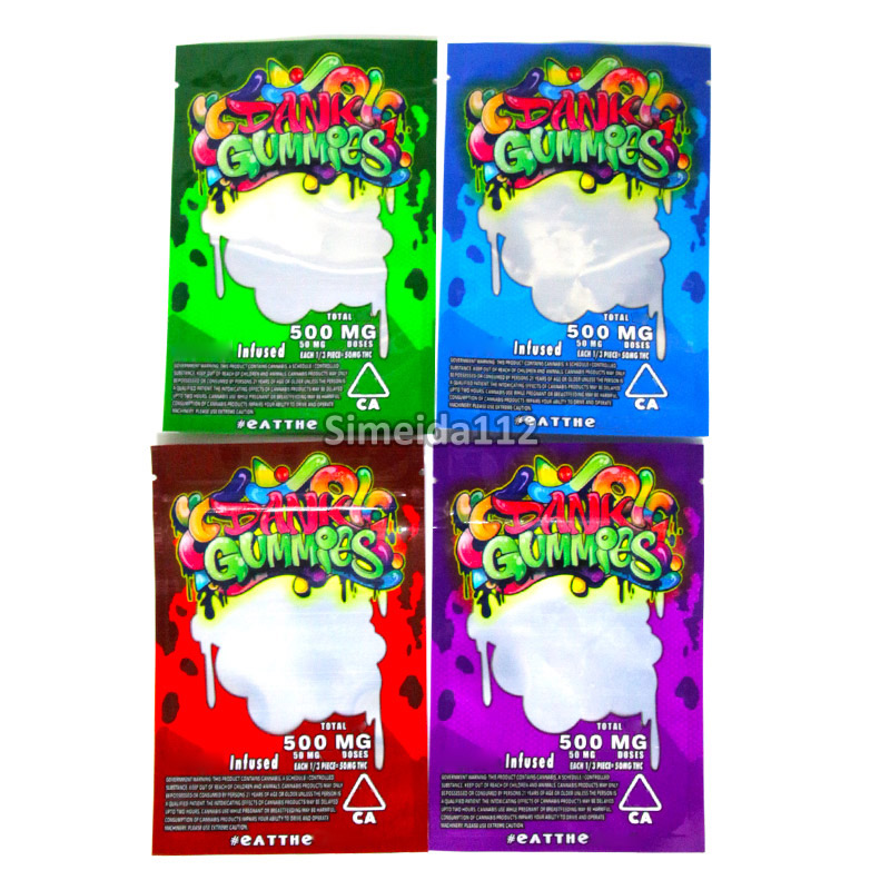 

Hot Sale Dank Gummies Mylar Bag Edibles bags Packaging 500MG Empty Edibles Bears Cubes Gummy bags Free Shipping