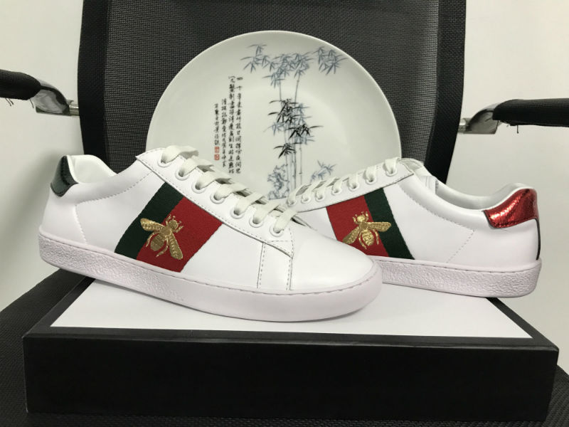 

Fashion designer men shoes ace full embroidery bee high quality leather green red stripe women casual shoes with original box, Customize