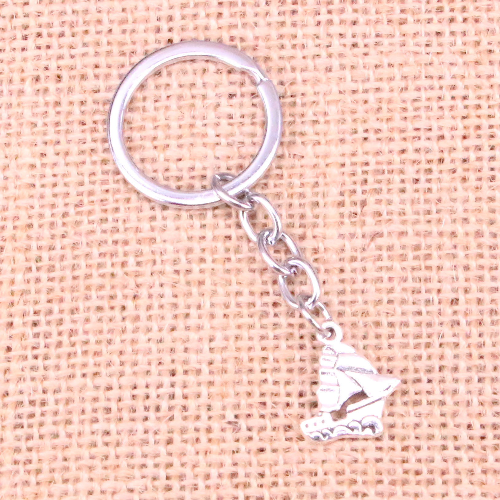 

20*18mm double sided ship boat KeyChain, New Fashion Handmade Metal Keychain Party Gift Dropship Jewellery, Slivery;golden