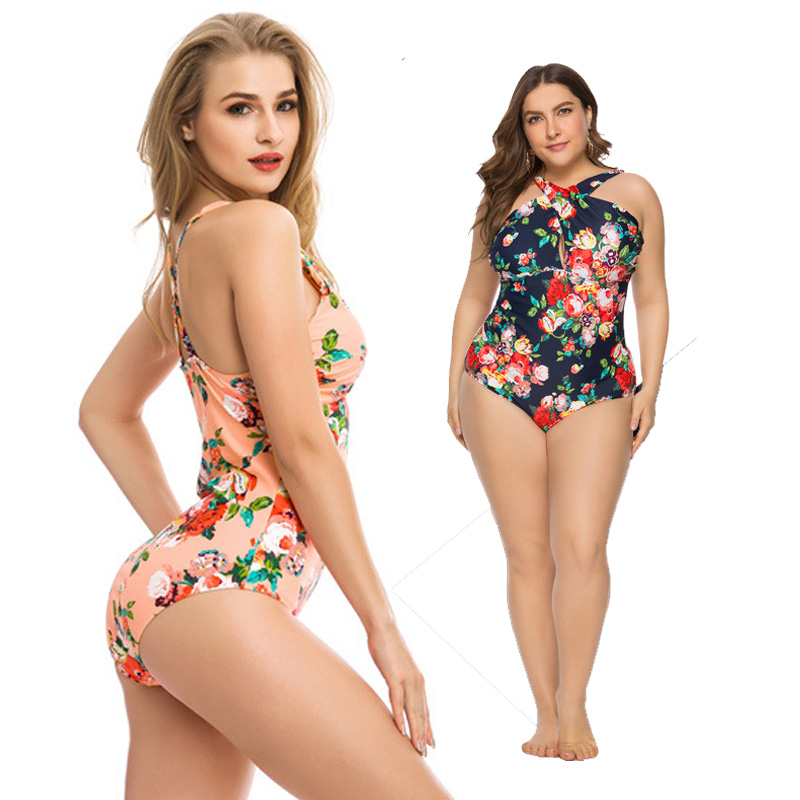 

Large size women push up a swimsuit floral retro print swimsuit female bodysuit big breasts sexy Biquini Ms. Monokini