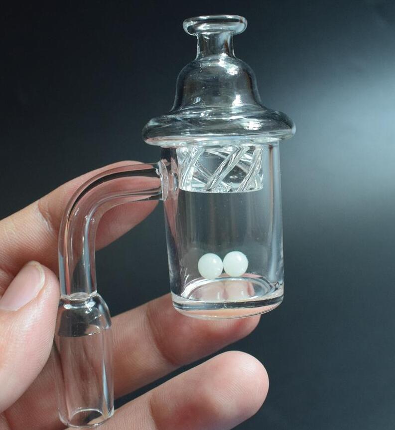 

4mm thick Clear Bottom 10mm 14mm 18mm Quartz Banger Nail with quartz insert bowl Colored Luminous Terp Pearl Ball and spinning carb cap
