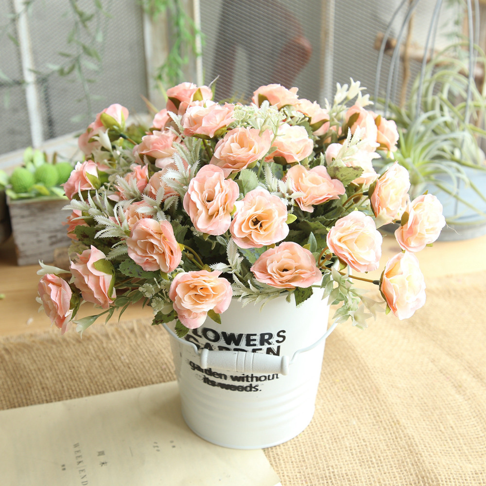 

8 Heads/Bouquet Peonies Artificial Flowers Silk Peonies Bouquet White Pink Wedding Home Decoration Fake Peony Rose Flower, Beige