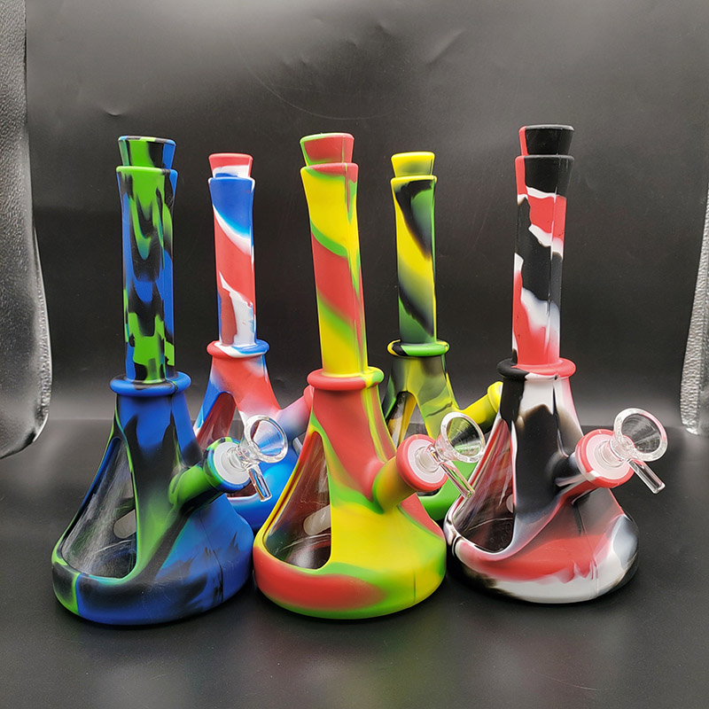 

New Water Pipes Silicone bongs Lighthouse Silicone Glass bong Colorful Smoking pipes Dab rigs H10.24 inches For dry herb