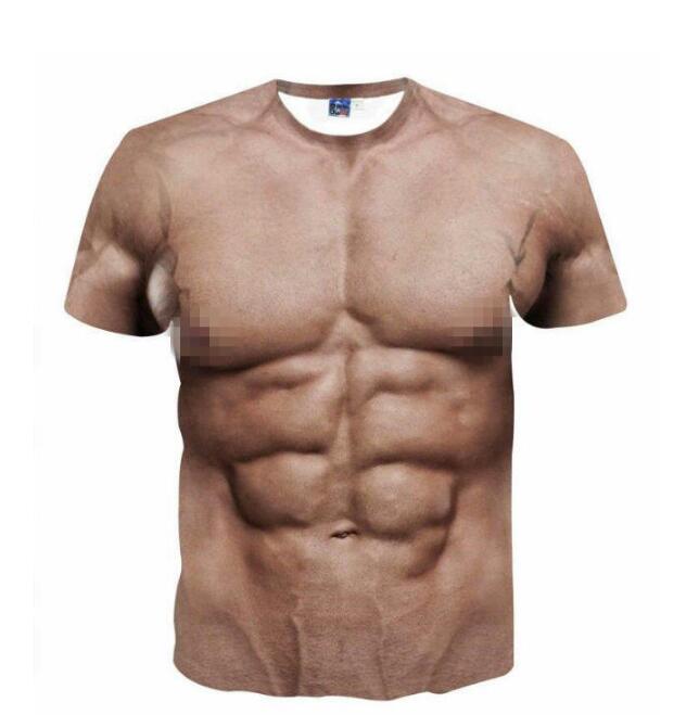 

Funny Cool T-Shirt Men Women 3D Fake Abs & Muscle Man Full Print Size, Multi