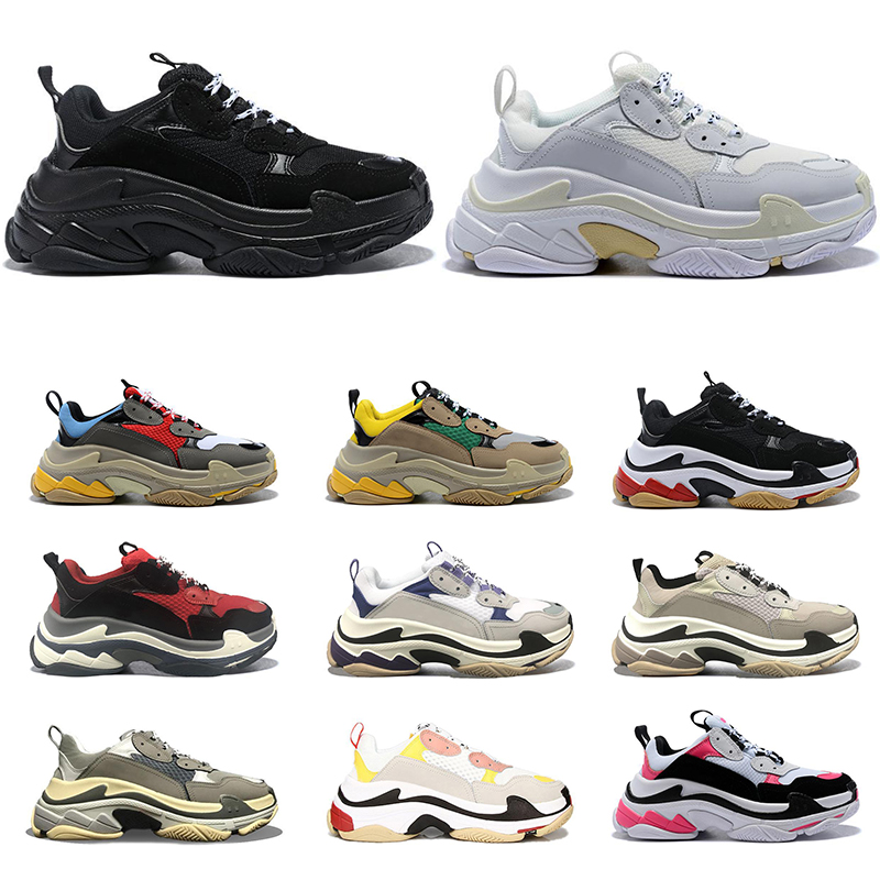 

2020 Triple S Sneaker Combination Soles Men Women Casual Shoes Triple Black White Mens Fashion des chaussures zapato size 36-45, Color - 3