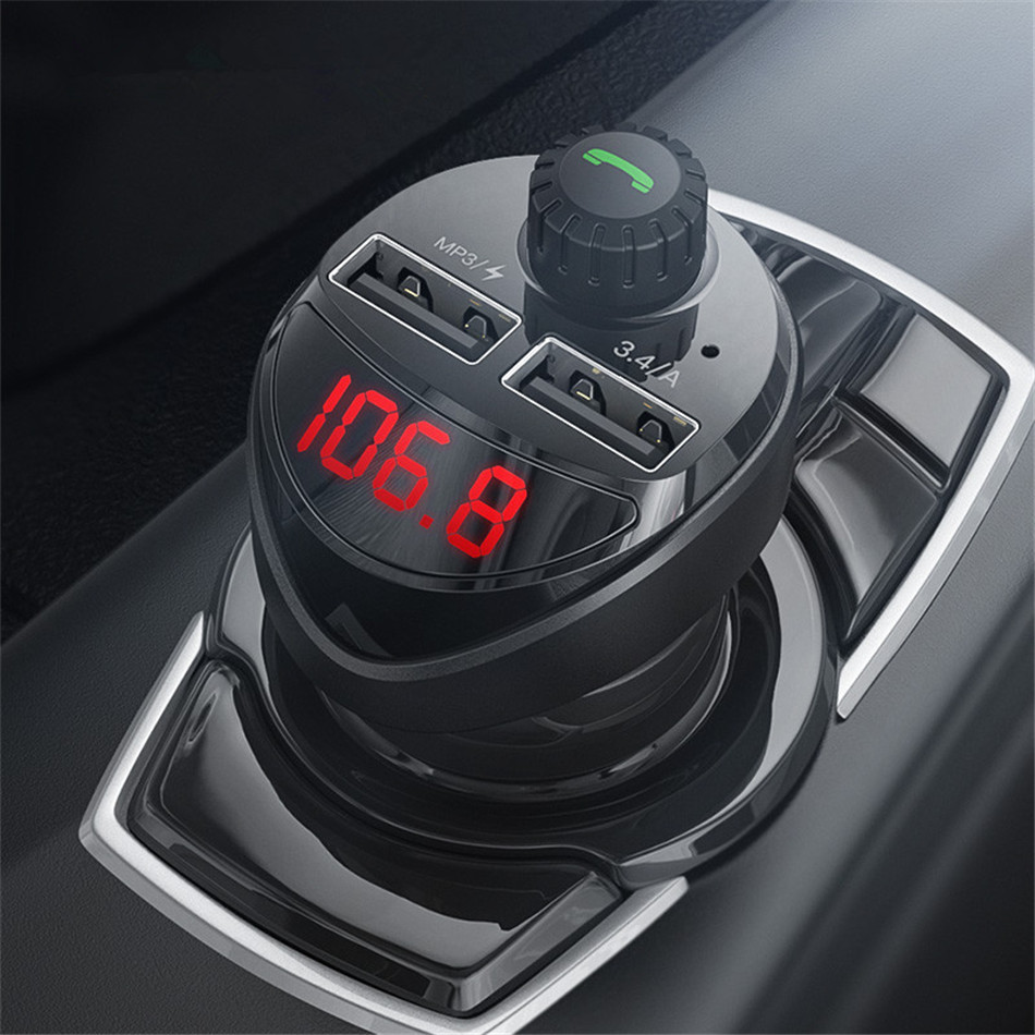 

Smart bluetooth hands-free 4.2 chip dual USB interface, support TF/FM player and 3.4A (Max) mobile phone quick charger