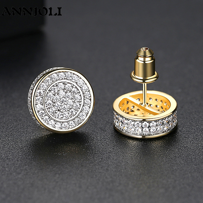 

Stud ANNJOLI Women Black/White Cubic Zircon Three Color Fashion Jewelry Gift Earrings Sterling 3A Earring Multiple
