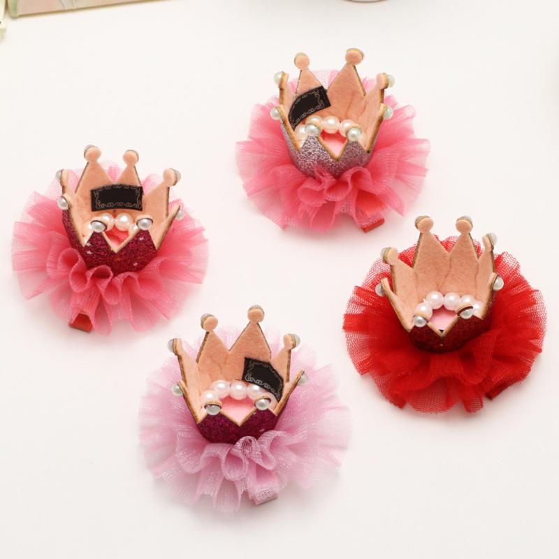 

Dog Cat Pet Hair Clip Hairoins Cute Lace Princess Crown Wedding Birthday Party Photography Decoration Pet Supplies Gift, Red