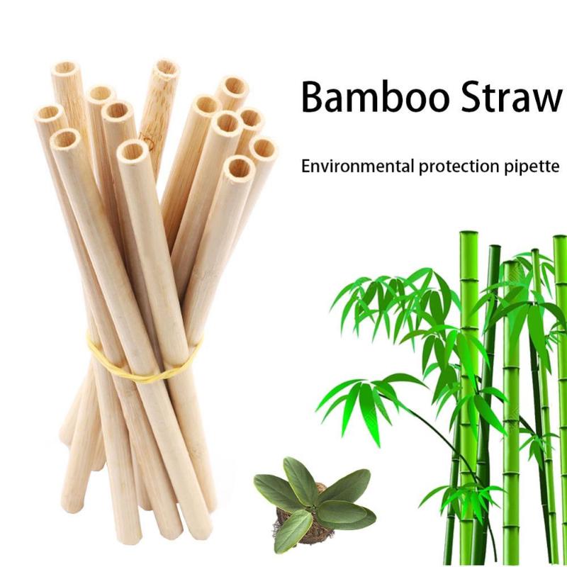 

2Pcs Natural Organic Bamboo Straw Set Eco Friendly Bamboo Straw Reusable Drinking Straws Party Birthday Wedding
