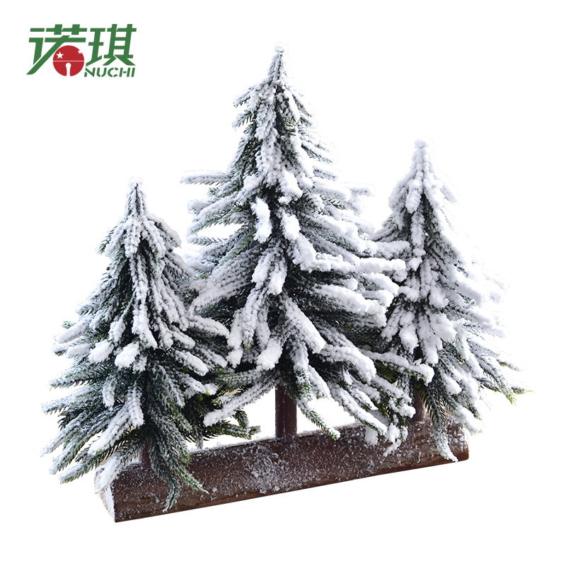 

NUCHI Mini Christmas Tree Burlap Snow Flocking Xmas Pine Tree Christmas New Year Home Decoration White