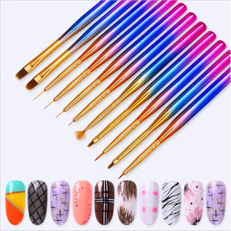 

10 Style Manicure Nail Brush Dotting Painting Acrylic Nail Art Pen For Gel Polish Painting Drawing Light Therapy Brush
