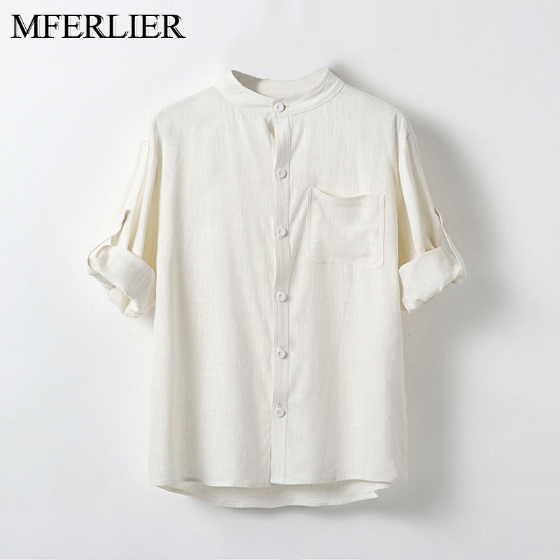 

Summer men shirts 5XL 6XL 7XL bust 147cm cotton linen Plus size shirt men, Dark green