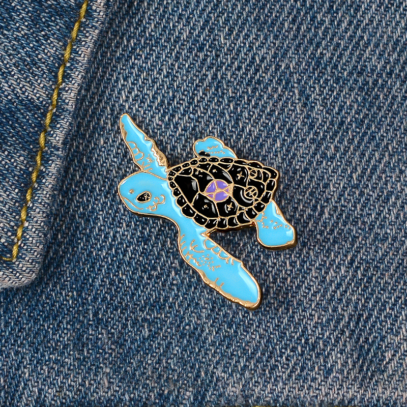 

Cartoon Enamel Brooch Sea Turtle Black Shell Bag Clothes Lapel Pin Badge Cute Jewelry Gift For Friends Kids