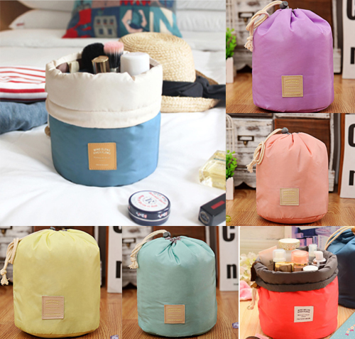 

Cosmetic Barrel Make Up Storage Travel Drawstring Pouch Bucket Organizer Bags, Yellow