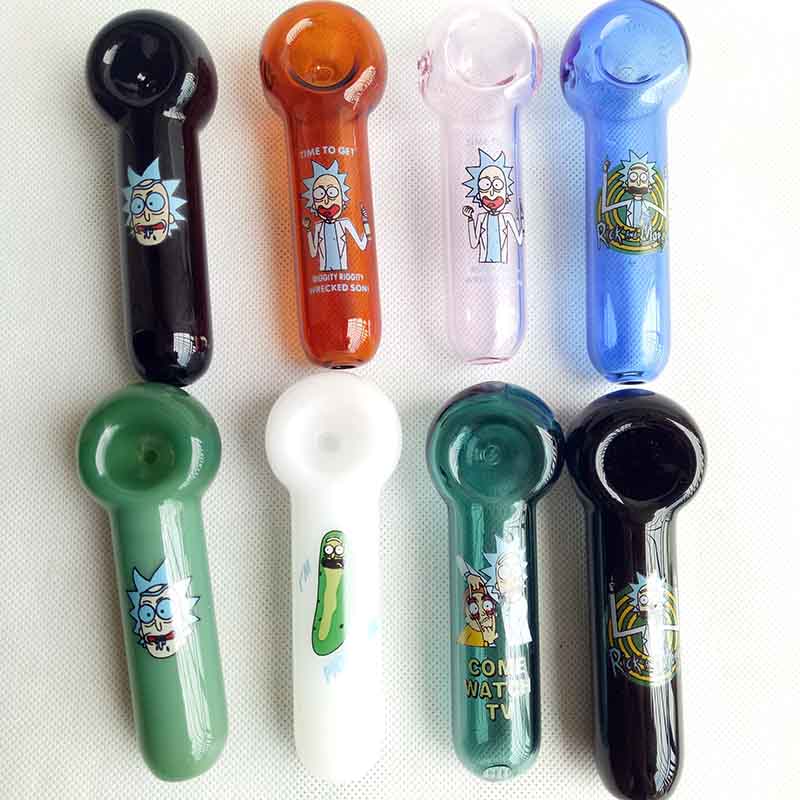 

Tobacco Glass Pipes Cucumber Hand Heady Pyrex Spoon Bongs Oil Nail Smoking Pipe Thick 7 Colors Choose 4.0inches