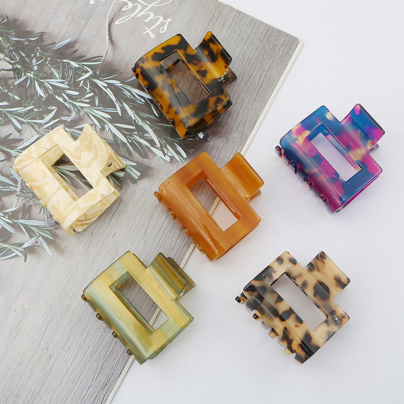 

Korean Acetate Acrylic INS Squar Hair Clips Girls Hairpins Crab Clamp Hair Accessories for Women Banana Grips Slid, Brown
