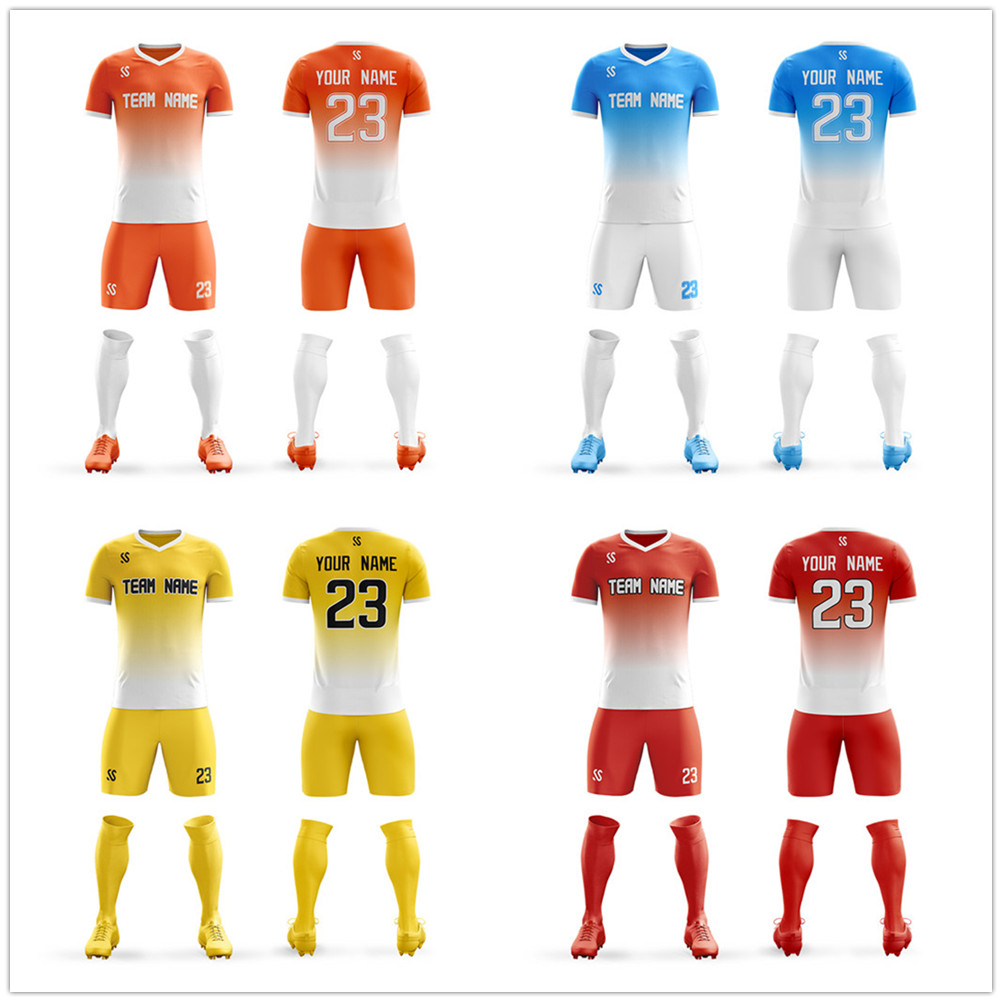

High quality custom team football uniforms for men blank jerseys soccer kits training suits breathable uniforms, As pic