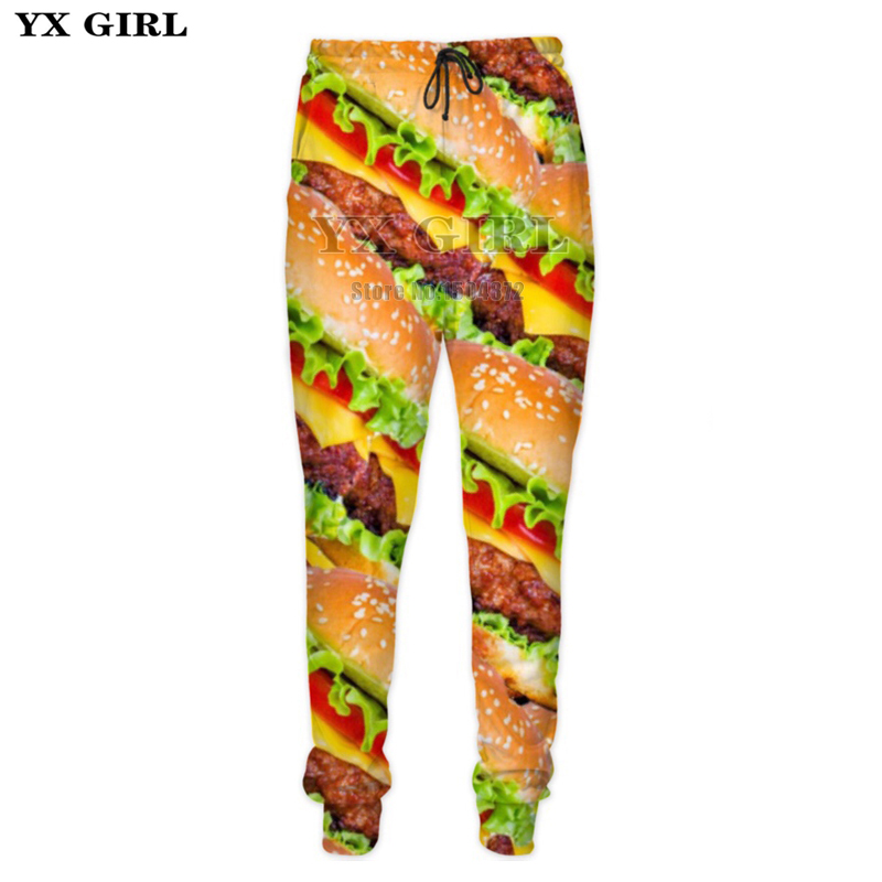 

YX Girl 3d Sweat Pants Mens Hamburger/Pizza/Meat/French Fries Sweatpants Men Track Pants Fitness joggers Hip Hop Streetwear, Color as picture