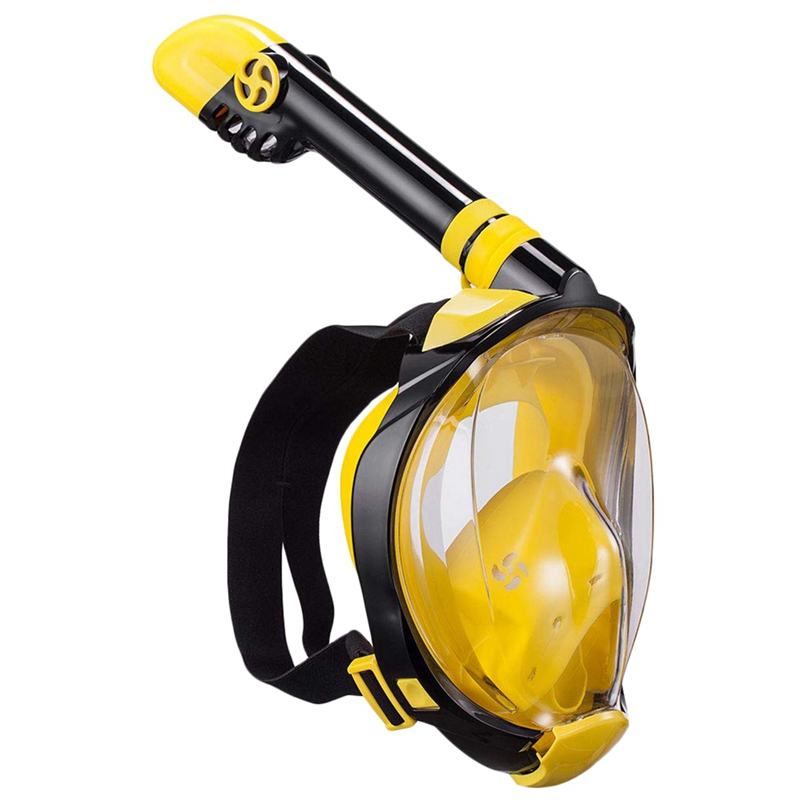 

Hot Full Face Snorkel Mask Diving Mask Detachable 180°Panoramic View Anti-Fog Anti-Leak Snorkel Set For Adults(Yellow L/Xl)