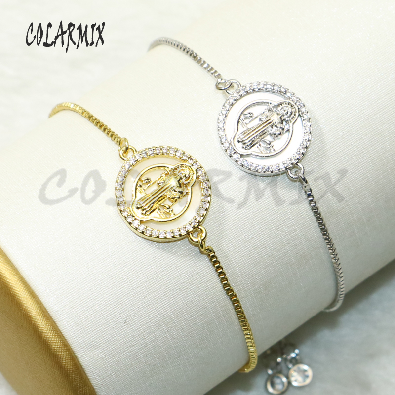 

Charm Bracelets 8 Pcs Religion Jewelry God Jesus Mix Colors Zircon Accessories Jewlery For Women 9573