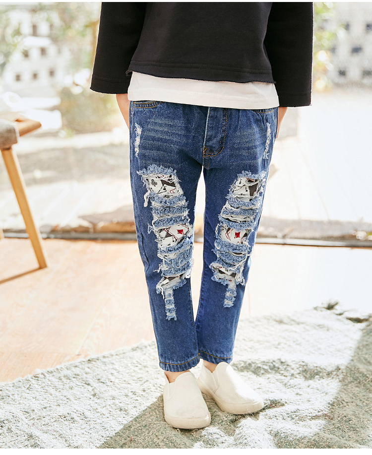 

Baby Boys Girls Jeans 2020 Spring Winter Children Broken Hole Pants Trousers Fashion 2-7Yrs Kids Trousers Children Clothing New, Blue