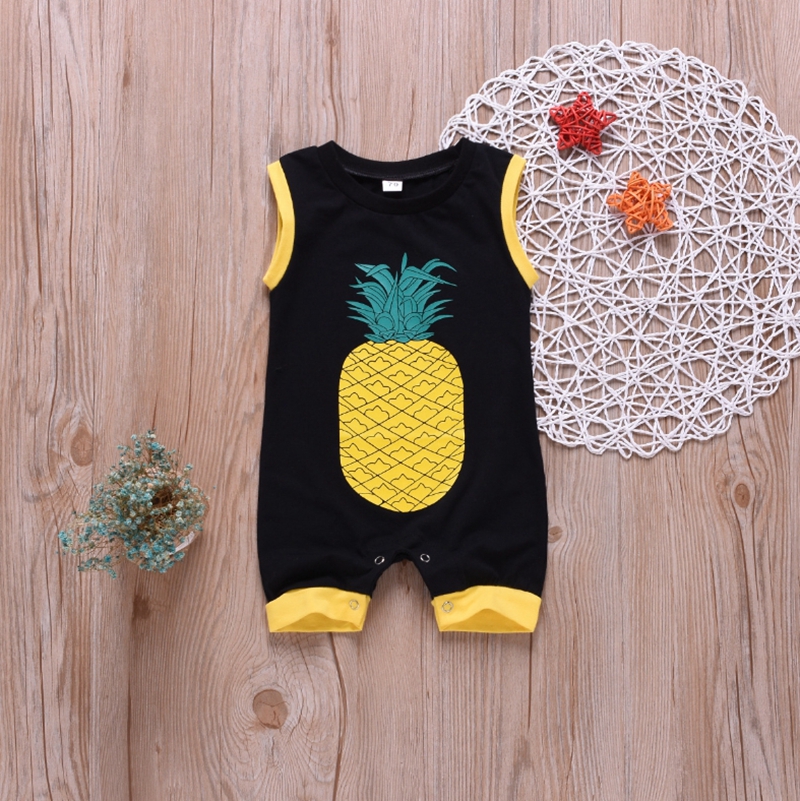 Pineapple Infant Baby Boys Girls Crawling Suit Short Sleeves Onesie Romper Jumpsuit