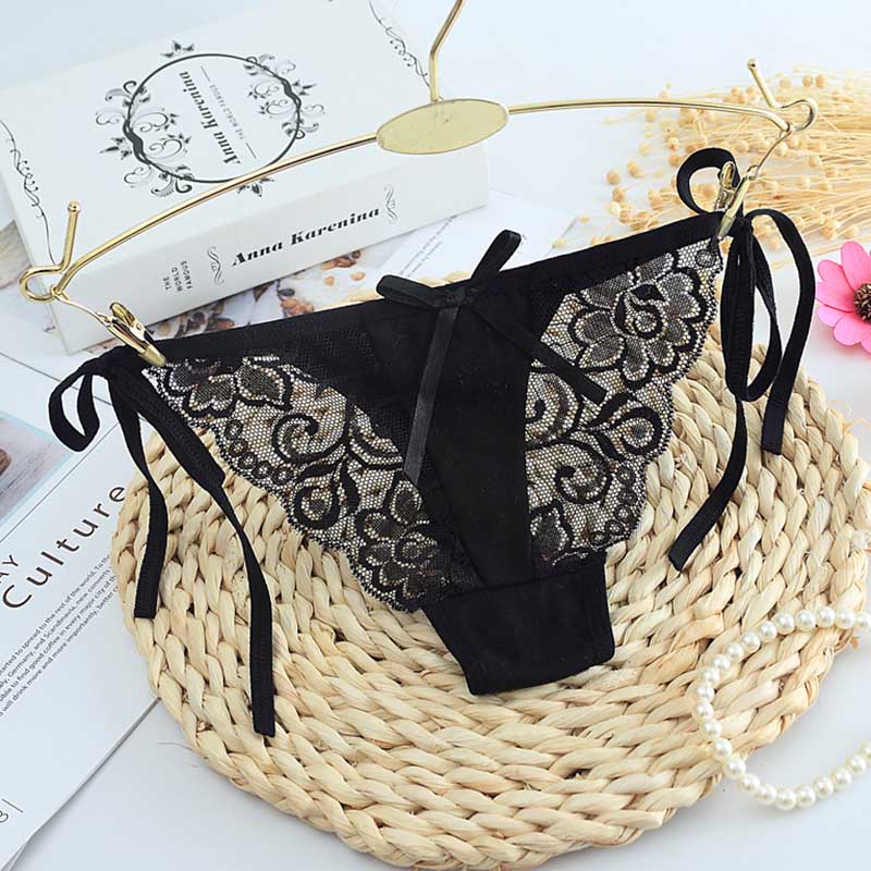 

Sexy Lace Briefs Panties Transparent Low Waist Bandage Thong Underwear lingeries woman G String T Back Women Clothes Drop Ship, Underwear bag(just order bag not ship)