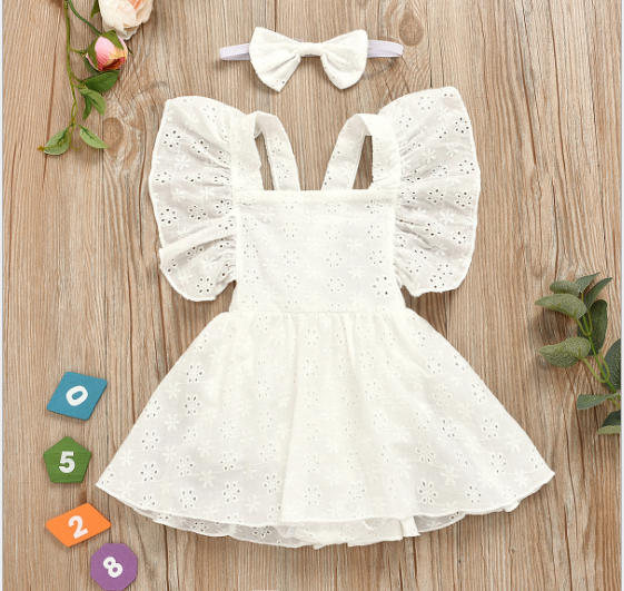Princess Girl dentelle blanche Romper Robe du nouveau-né bébé bébé filles manches Romper Vêtements Robe d'été enfant en bas âge Girl # dfhj
