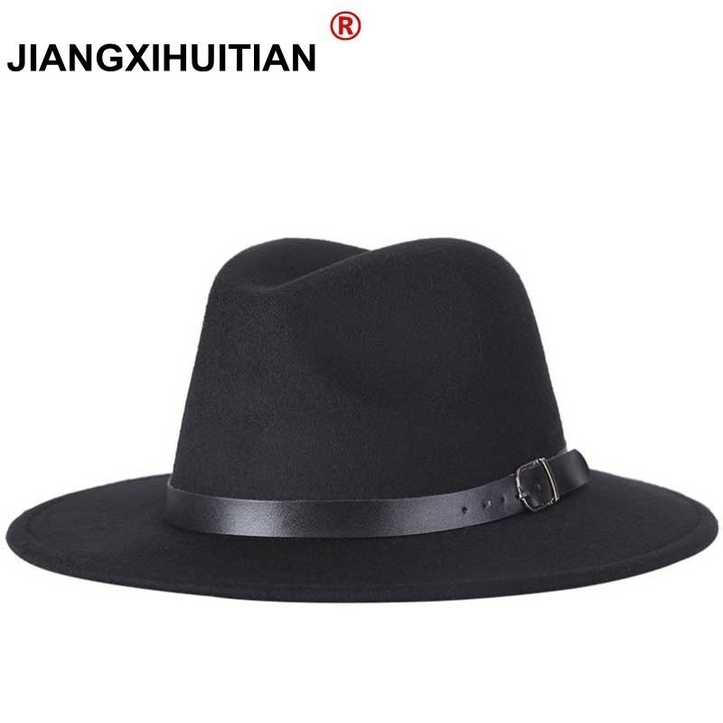 2017 livraison gratuite 2017 nouvelle mode hommes fedoras chapeau de jazz de la mode des femmes été printemps noir mélange de laine capuchon exté
