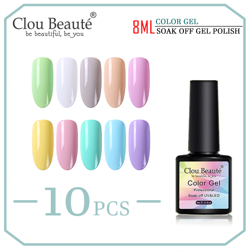 

Clou Beaute 8 ml 10 Pcs Nail Gel Polish Set 130 Colors Soak Off UV Gel Varnish DIY Nail Art Lacquers Semi Permanent, Zh13