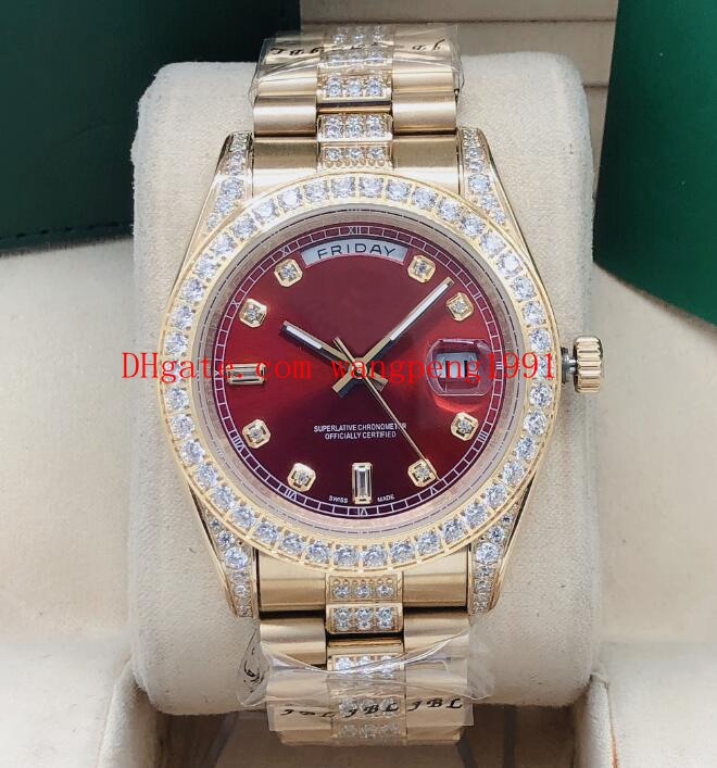 

9 color high quality 41mm 11823 full diamond inlaid Day-Date dial diamond inlaid strap 2813 movement automatic mechanical watch watches, Ordinary box