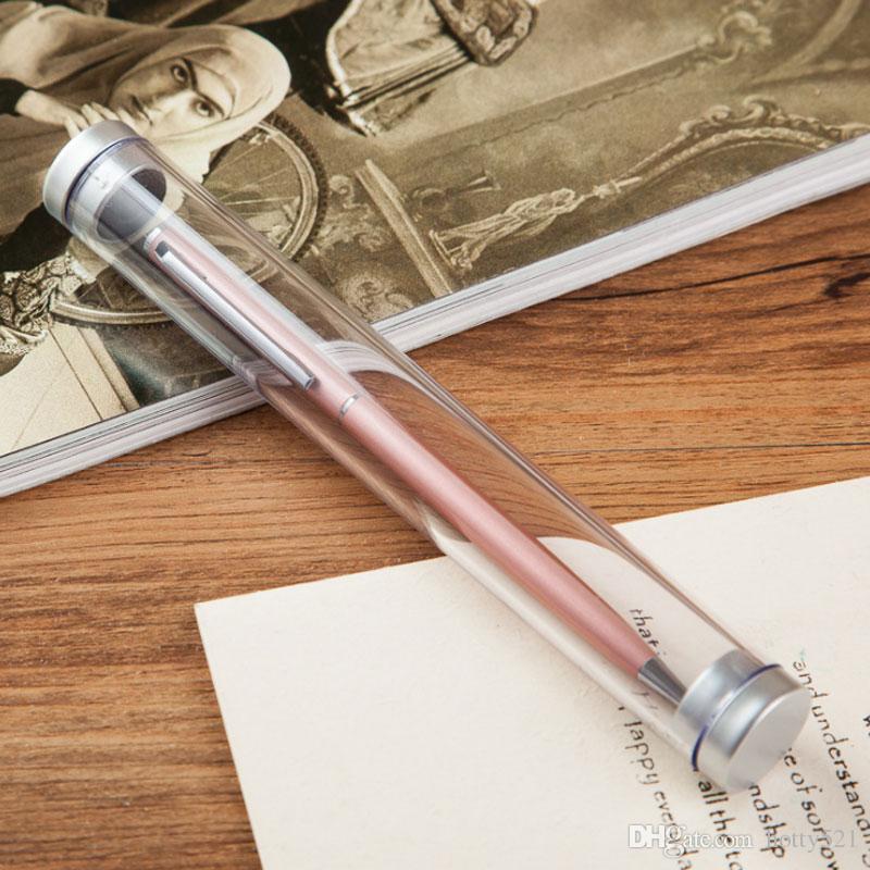 

Wholesale Transparent Plastic Crystal Ballpoint Pen Cases Display Boxes Wedding Birthday Favor Gift Holder Office School Supplies