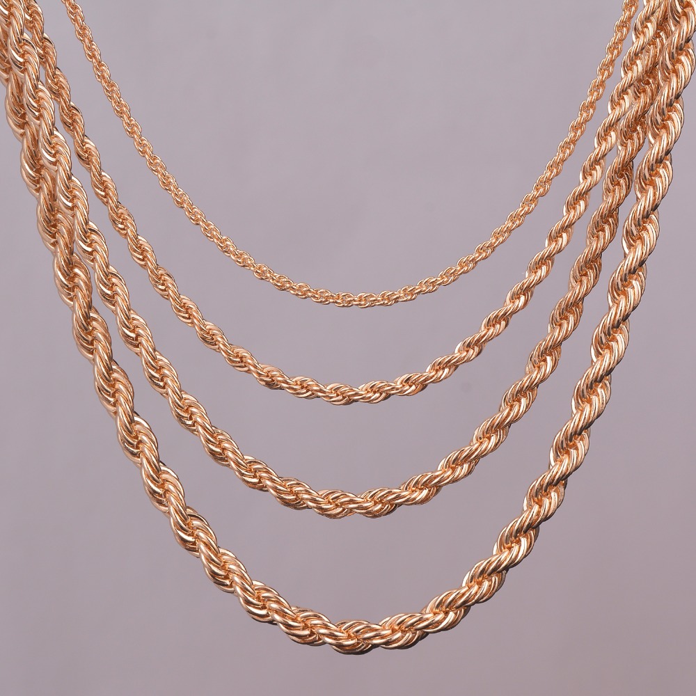 

Classic Gold Plated Rope Chain Necklace 2mm,3mm,4mm,5mm for Chain DIY Rope Jewelry Findings Length 16"18"20"24"