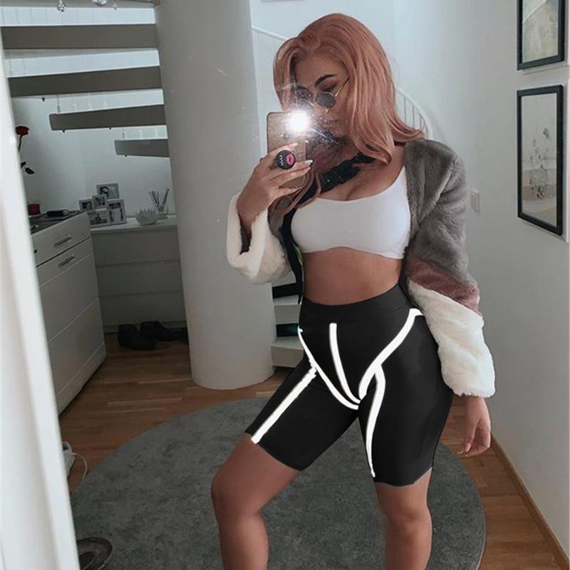 

Reflective Yoga Shorts Elegant Women Night Lights GYM Trousers Fitness Party Running Workout Sportwear Ladies Stretch Streetwear