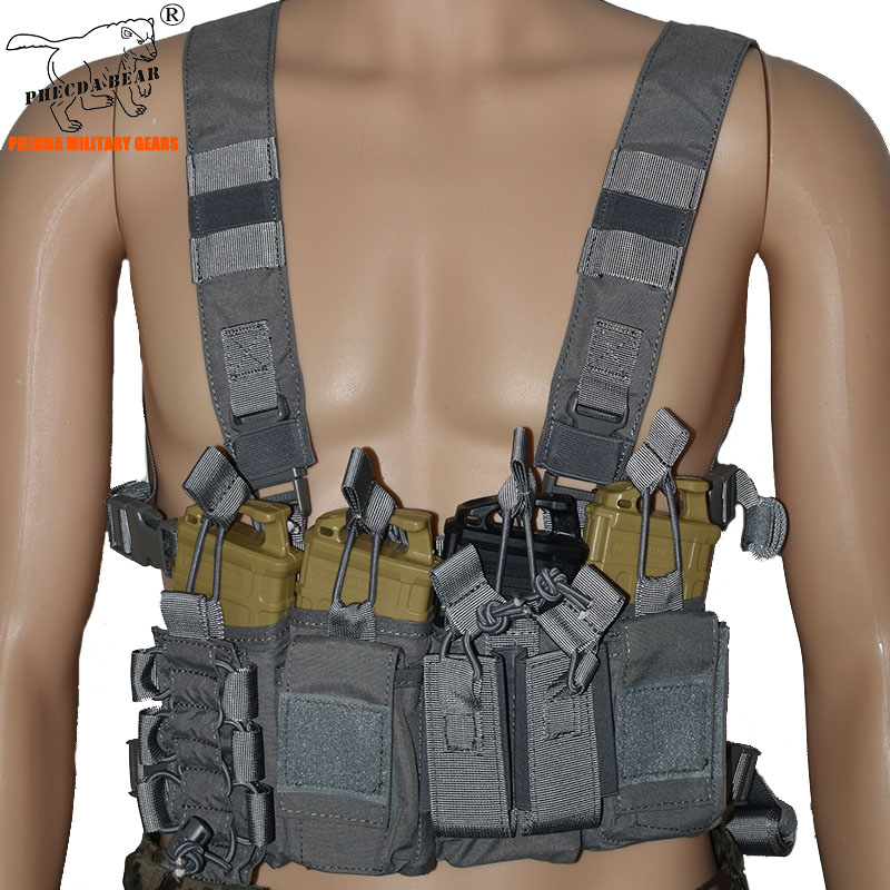 

500D Cordura nylon tactical chest rig with 5.56 magazine pouches war game D3 combat chest rig paintball vest, Black