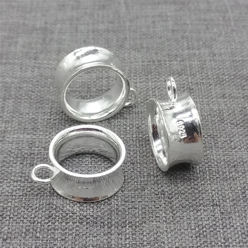 

Other 4pcs Of 925 Sterling Silver Plain Large Hole Bail Charm Bead For Bracelet Spacer