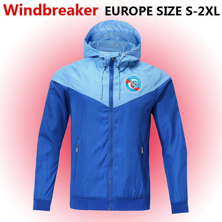 

rc strasbourg Windbreaker zipper jacket, rc strasbourg Hooded soccer Windbreaker Football jacket Sportswear full zipper coat Men's Jackets, Black;brown