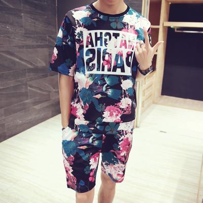 

New Summer Fashion 3D Printing O Neck Set Sporting Suit Casual Short Sleeve T Shirt Men Tracksuit Sportswear Casual T Shirt Sets Wholesale, Please choose color