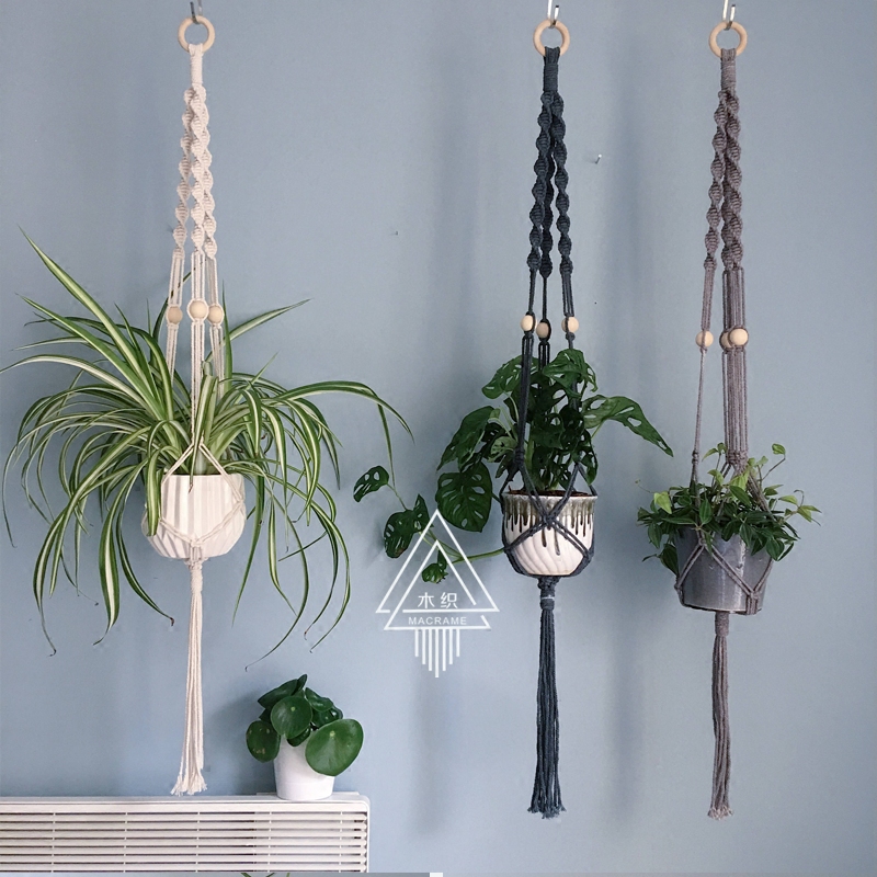 

free shipping 100% handmade plant hanger pot hanger pot tray black brown