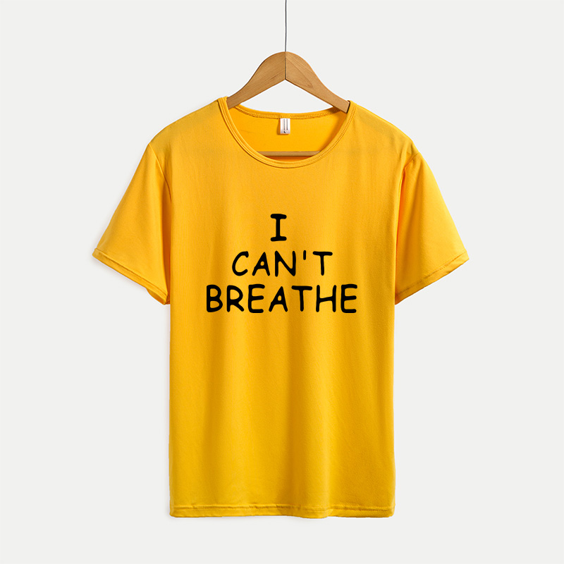 

Mens Casual T-shirts Womens Fashion Print Summer T-shirts 2020 New I CAN'T BREATHE Youth Solid Color Print Outdoorwear Hot Selling, Yellow