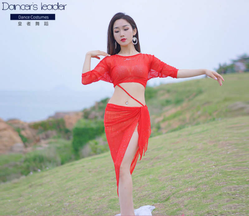 

Belly dance dance clothes beginner practice clothes 2020 new summer sexy suit female training, Red