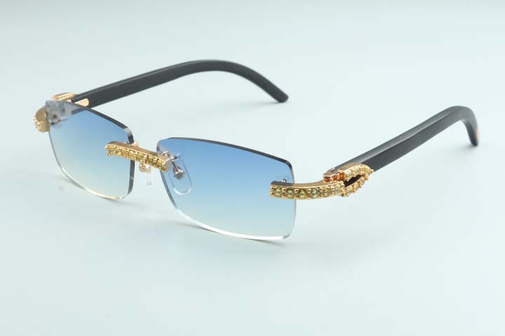 

20 new natural black wooden temple sunglasses, 3524012 (2) luxury yellow big diamond luxury sunglasses size: 56-18-135mm sunglasses