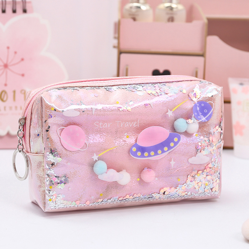 

Large Marble Pencil Case Laser Leather Pen Box Big Makeup Bag For Girls Gift PU Office School Travel Supplies Chancery Penalty