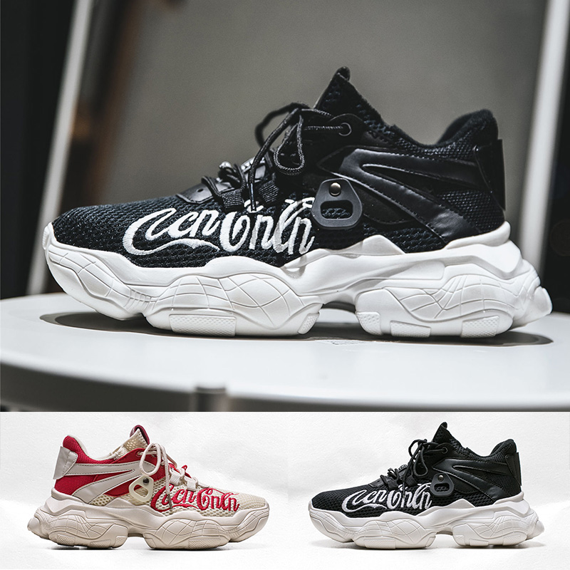 

wholesale gym athletic trainers men women old dad shoes flying line red black white comfortable sports sneakers casual shoes 39-44, B1