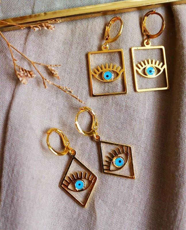 

Turkish Blue Evil Eye Stud Earrings For Women 2020 New Gold Geometric Statement Earrings Female Oorbellen Punk Style Jewelry