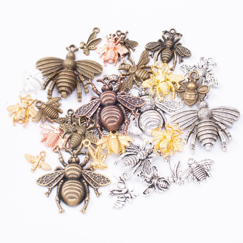 

Charms 50g Selling Bee Mixed Pendant Bracelet Necklace Green Bronze Handmade Jewelry Making Wholesale DIY Accessories