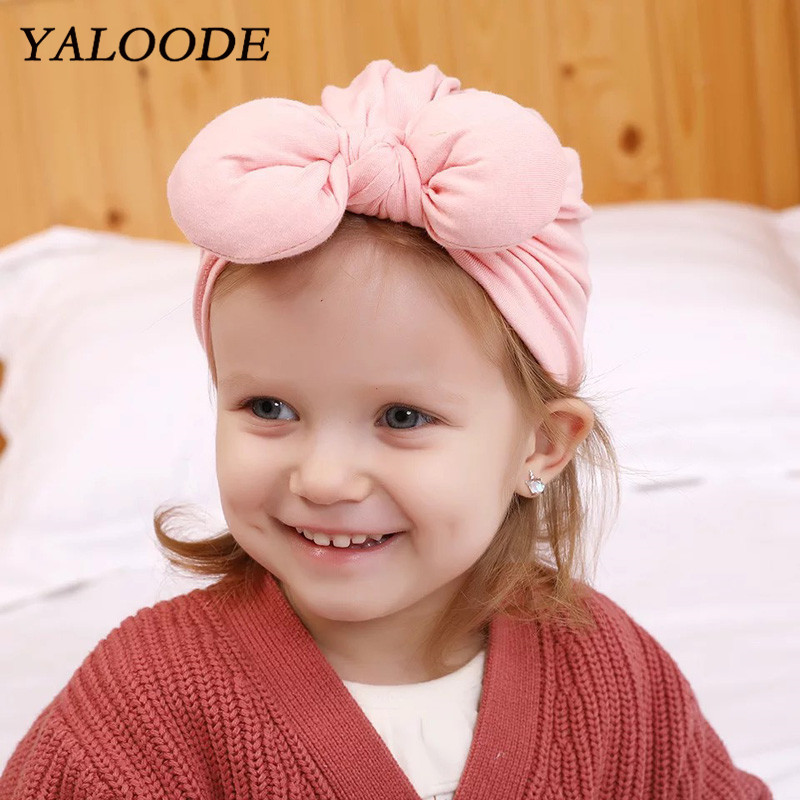 

YALOODE 16 Colors Baby Hat Cotton Bow Cap Newborn Photography Props Baby Girl Turban Spring Autumn Infant Beanie Caps, Random color